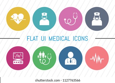 Flat UI 8 Color Medical & Healthcare Icon Set. Eps-10.