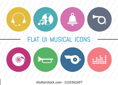 Flat UI 8 Color Music Icon Set. Eps-10.