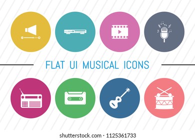 Flat UI 8 Color Music Icon Set. Eps-10.