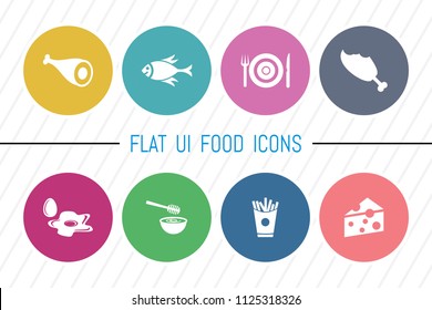Flat UI 8 Color Round Food & Drink Icon Set. Eps-10.