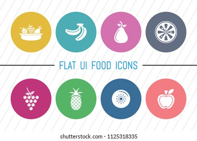 Flat UI 8 Color Round Food & Drink Icon Set. Eps-10.