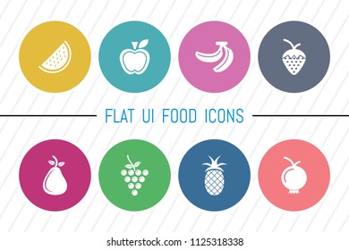 Flat UI 8 Color Round Food & Drink Icon Set. Eps-10.