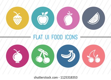 Flat UI 8 Color Round Food & Drink Icon Set. Eps-10.