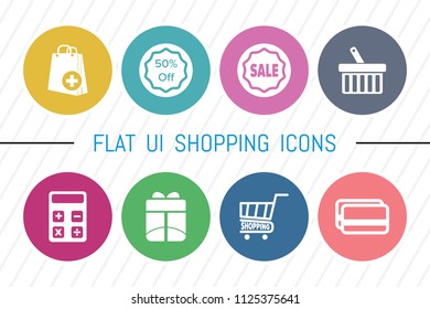 Flat UI 8 Color Shopping Icon Set. Eps-10.