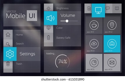 Flat UI concept with icons buttons and web elements for mobile menu and applications design vector illustration