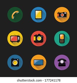 Flat UI Design - Colorful Electronic Device Icon Set