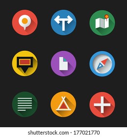 Flat UI Design - Colorful Map Icon Set