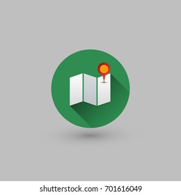 Flat UI Design - Colorful Web design Elements Icon - Map