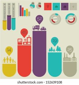 Flat ui design eco city infographic template