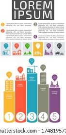 Flat ui design futuristic eco city infographics template with elements collection