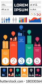 Flat ui design futuristische Ökocity-Infografik-Vorlage mit Elementsammlung