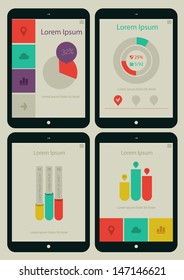 Flat ui design infographic template with steps and statistics