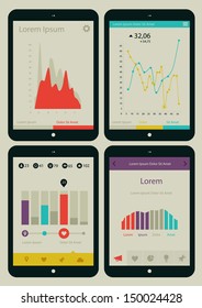Flat ui design infographic template with charts, diagrams and statistics