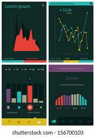 Flat ui design infographic template with diagrams and statistics for mobile applications