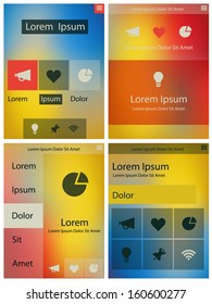 Flat ui design infographic template with diagrams and statistics for mobile applications, with modern gradient mesh background, 10 EPS