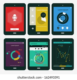 Flat ui design infographic template with steps and statistics