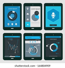Flat ui design infographic template with steps and statistics