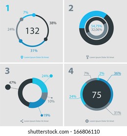 Flat ui design infographic template with diagrams and statistics