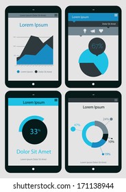 Flat ui design infographic template with diagrams and statistics