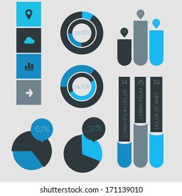 Flat ui design infographic template with diagrams and statistics