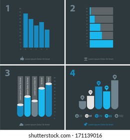 Flat ui design infographic template with diagrams and statistics, EPS 10