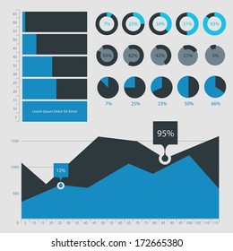 Flat ui design infographic template with diagrams and statistics