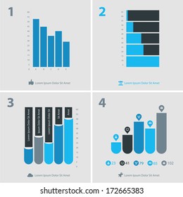 Flat ui design infographic template with diagrams and statistics