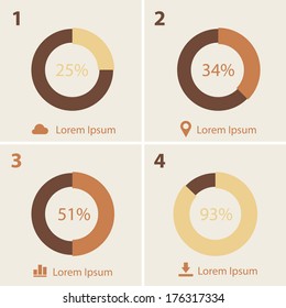 Flat ui design infographic template with diagrams and statistics in beige gamut