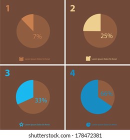 Flat ui design infographic template with diagrams and statistics in beige gamut, 10 eps