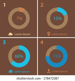 Flat ui design infographic template with diagrams and statistics in beige gamut, 10 eps
