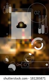 Flat ui design infographic template on blurred defocused background, EPS 10