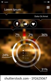 Flat ui design infographic template on defocused blurred background, EPS 10