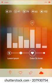 Flat ui design infographic template on defocused blurred background, EPS 10