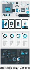 Flat ui design infographic template with tadlet pc layout