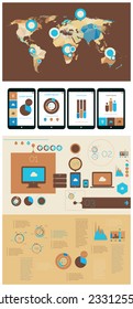 Flat ui design infographic template with tadlet pc layout