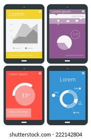 Flat ui design infographics templates on tablet pc apps