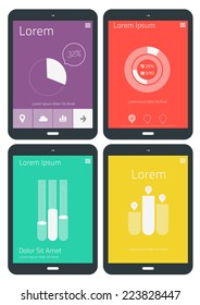 Flat ui design infographics templates on tablet pc apps