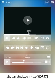 Flat ui design media player application template for tablet pc or smartphone, with modern gradient mesh background, 10 EPS