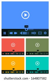 Flat ui design media player application template collection for tablet pc or smartphone