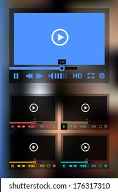 Flat ui design media player application template with modern mesh defocused blurred background, EPS 10
