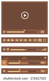 Flat ui design media player application template for tablet pc or smartphone, in beige gamut