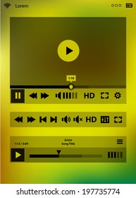 Flat ui design media player application template for tablet pc or smartphone, with modern gradient mesh background, 10 EPS
