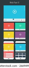 Flat ui design media player mobile application template collection