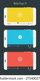 Flat ui design media player mobile application template collection
