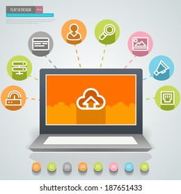 Flat UI Design. Social media concept. Vector eps 10