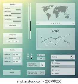 Flat UI design - transparent - white color