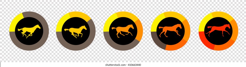 Flat UI Element Design - Progress Bars, Loading. Animation Horse Race. Vector Illustration