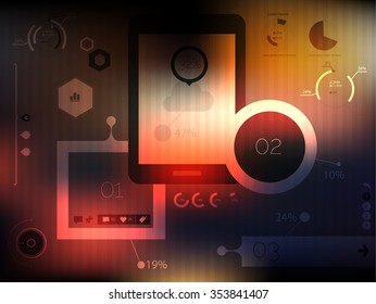 Flat ui elements abstract composition, on blurred background