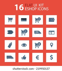 Flat ui kit eshop design icons for web or application template / Flat ui kit eshop design icons 
