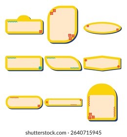 Flat UI Label Frame – 8 Yellow Text Box Frame Icons for Interface Design Isolated on White
